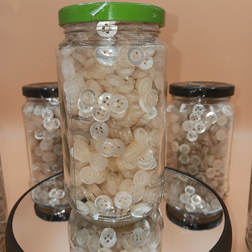 1 (ONE) JAR Vtg Faux Mother of Pearl Buttons Bulk Jar Iridescent Sewing Crafts - Picture 5 of 5